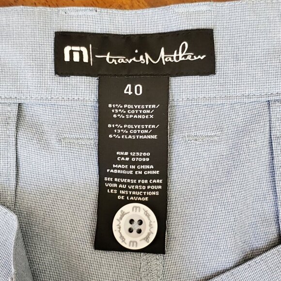 Travis Mathew Mens Chino Golf Shorts Size 40 Blue Casual Hybrid Performance - Picture 3 of 7